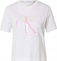 Calvin Klein Jeans Tričko \'IRIDESCENT\' pink / bílá