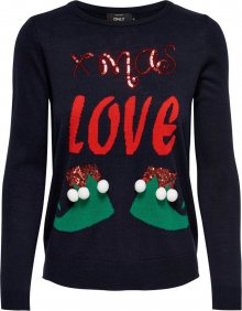 ONLY Svetr \'XMAS-LOVE\' noční modrá / zelená / červená