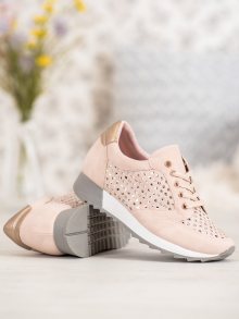 Krásné  polobotky růžové dámské bez podpatku