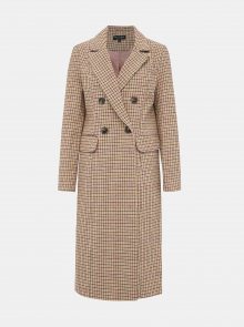 Béžový kostkovaný kabát Miss Selfridge