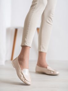 Jedinečné zlaté  mokasíny dámské bez podpatku