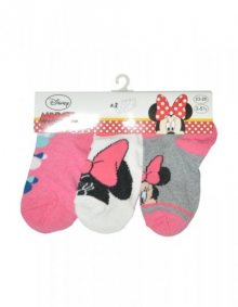 Disney 32699 Minnie A\'3 Dětské kotníkové ponožky 27-30 bílá-jeans-šedá