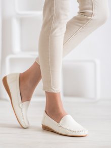 Trendy bílé  mokasíny dámské bez podpatku