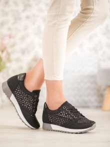 Trendy  polobotky černé dámské bez podpatku