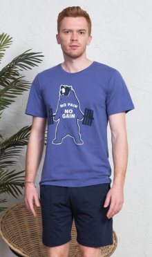 Pánské pyžamo šortky Medvěd | švestková | 3XL