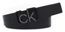 Calvin Klein černý pánský pásek ADJ CK Cast Buckle Belt - 100