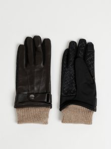 Tmavě hnědé kožené rukavice Portland