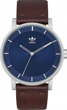 ADIDAS ORIGINALS Analogové hodinky \'District L1\' stříbrná / modrá / tmavě hnědá