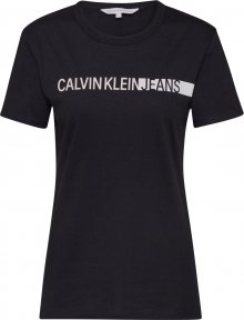 Calvin Klein Jeans Tričko \'STRIPE LOGO SLIM TEE\' bílá / černá