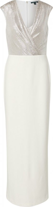 Lauren Ralph Lauren Společenské šaty \'IRAKITA-CAP SLEEVE-EVENING DRESS\' bílá / stříbrná