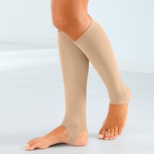 Blancheporte Kompresní podkolenky bez paty a špičky, pár béžová 38/46 (M)