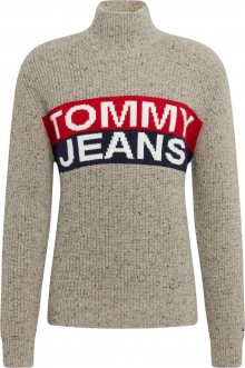 Tommy Jeans Svetr kouřově šedá / červená / modrá
