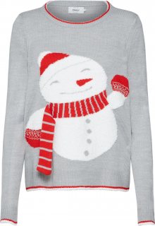 ONLY Svetr světle šedá / červená / bílá