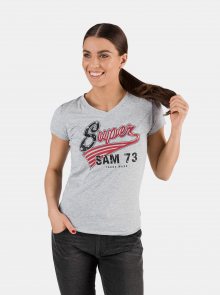 Světle šedé dámské tričko s potiskem SAM 73