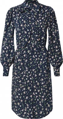 Boohoo Letní šaty \'Floral Button through Dress with Pussy Bow\' tmavě modrá