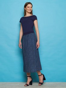 Tmavě modrá vzorovaná maxi sukně Tranquillo