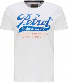 Petrol Industries Tričko bílá / modrá / tmavě oranžová