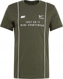 Nike Sportswear Tričko \'DNA\' khaki / bílá