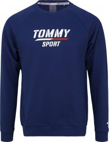 Tommy Sport Sportovní mikina bílá / modrá