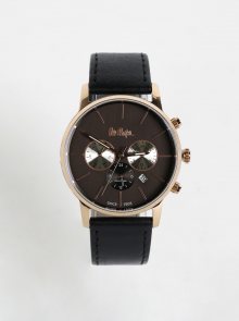 Pánské hodinky s koženým páskem v černé barvě Lee Cooper