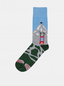Modro-zelené ponožky s motivem hor Fusakle Lomničák