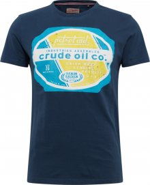 Petrol Industries Tričko žlutá / tmavě modrá / nebeská modř / bílá