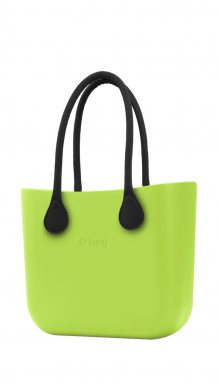 O bag kabelka Green Apple/Mela s černými dlouhými koženkovými držadly