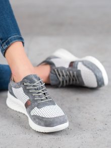 Designové  polobotky bílé dámské bez podpatku