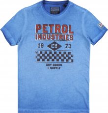 Petrol Industries Tričko modrá / tmavě modrá / pastelově červená