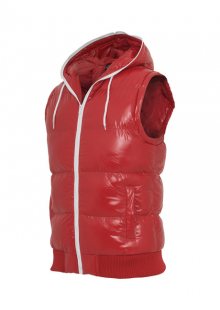 Urban Classics Hooded Bubble Vest red/wht - S