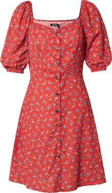 Boohoo Letní šaty \'Floral Square Neck Mini Dress\' červená