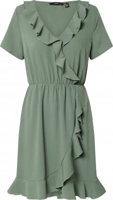 VERO MODA Letní šaty \'VMOLIVIA FRILL SS SHORT DRESS NOOS\' pastelově zelená