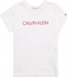 Calvin Klein Jeans Tričko \'INSTITUTIONAL\' pink / bílá