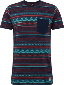 Iriedaily Tričko \'Hipstos Pocket Tee \' jasně červená / tmavě červená / tyrkysová / tmavě modrá