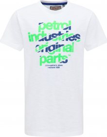 Petrol Industries Tričko modrá / bílá / svítivě zelená