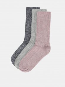 Sada tří párů ponožek v růžové, šedé a modré barvě M&Co