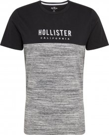 HOLLISTER Tričko \'SS TECH LOGO BLOCK/TAPE\' šedá / černá