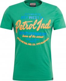 Petrol Industries Tričko zelená / oranžová / modrá