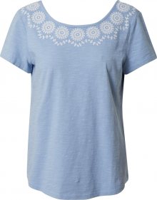 ESPRIT Tričko \'Embro Neckline T-shirt\' světlemodrá