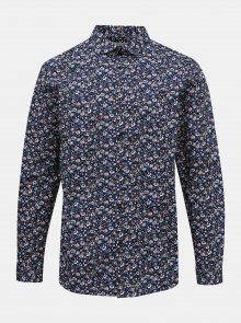 Tmavě modrá květovaná slim fit košile Jack & Jones Blackpool
