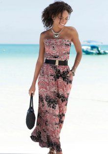 LASCANA Společenské šaty \'Maxikleid\' černá / mix barev / pink