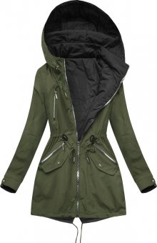 Oboustranná bunda parka v khaki-černé barvě s kapucí (W306) khaki XL (42)