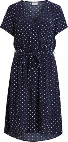 Vila Dámské šaty VIPRIMERA WRAP S/S DRESS-FAV LUX Navy Blazer SNOW WHITE DOT 0.5 CM 36