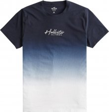 HOLLISTER Tričko bílá / tmavě modrá