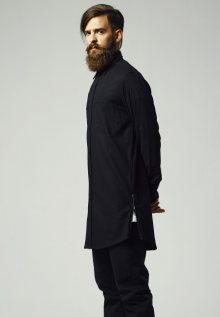 Urban Classics Side-Zip Long Checked Flanell Shirt blk/blk - S