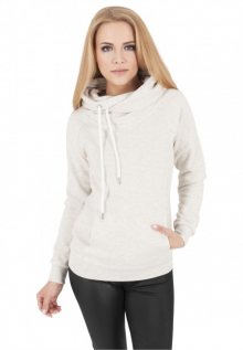 Urban Classics Ladies Raglan High Neck Hoody offwhite melange - XS