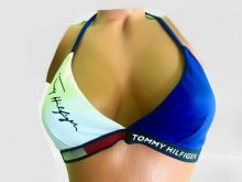 Dámské plavky Tommy Hilfiger W02176 - podprsenka | modrá | XS