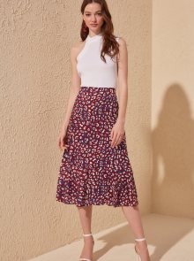 Vínová sukně s leopardím vzorem Trendyol