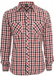 Urban Classics Tricolor Big Checked Shirt blkwhtred - S