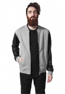 Urban Classics Zipped Leather Imitation Sleeve Jacket gry/blk/gry - XL